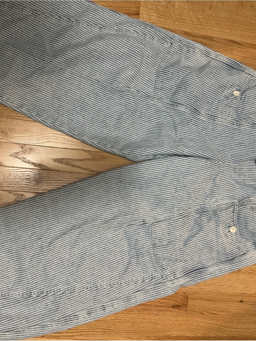 Free People We The Free Striped Barrel Pants Jeans Size Small Blue White